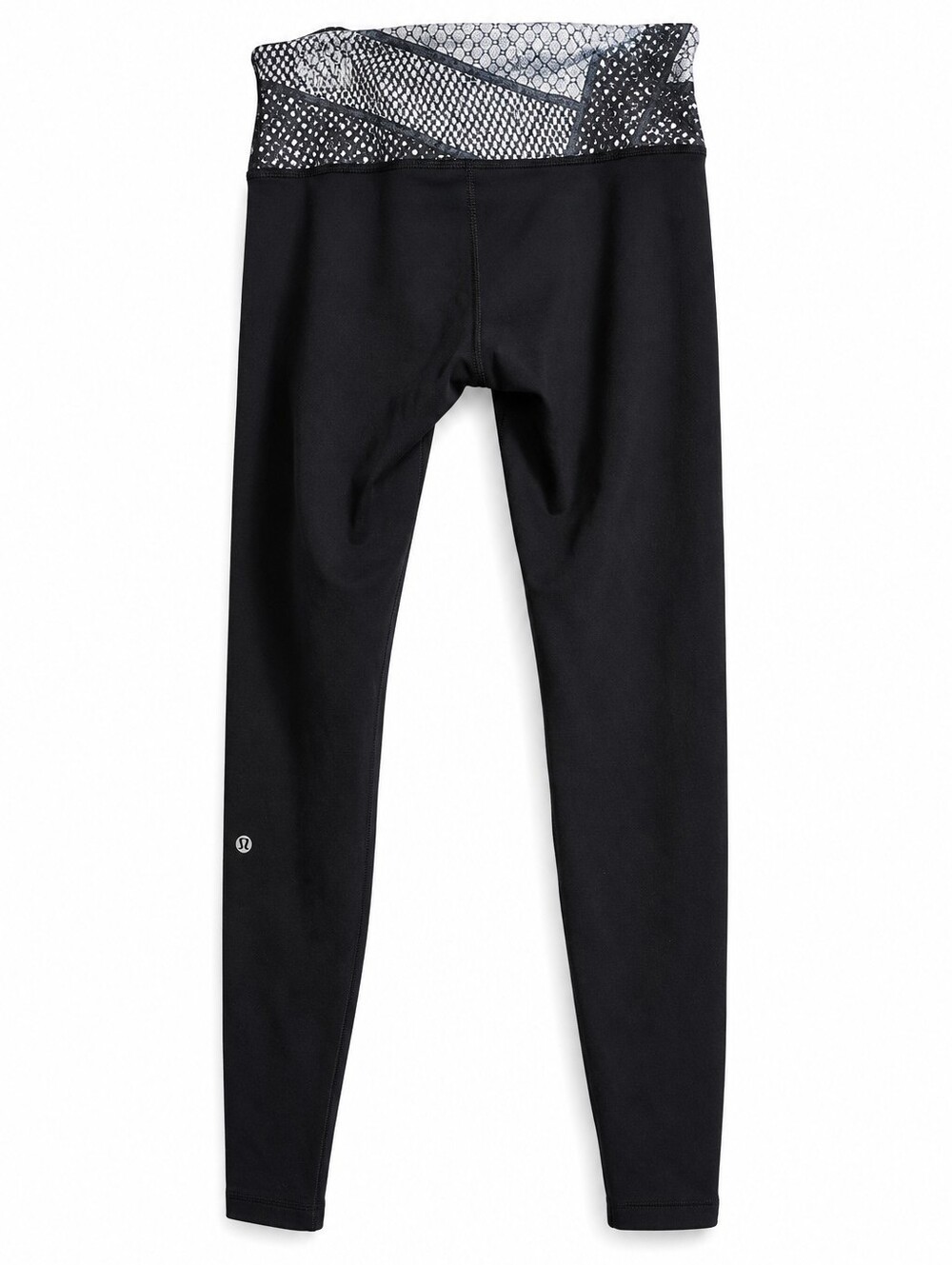 Lululemon Women’s Size 6 Black Leggings Gray Pattern Waistband Yoga Pants